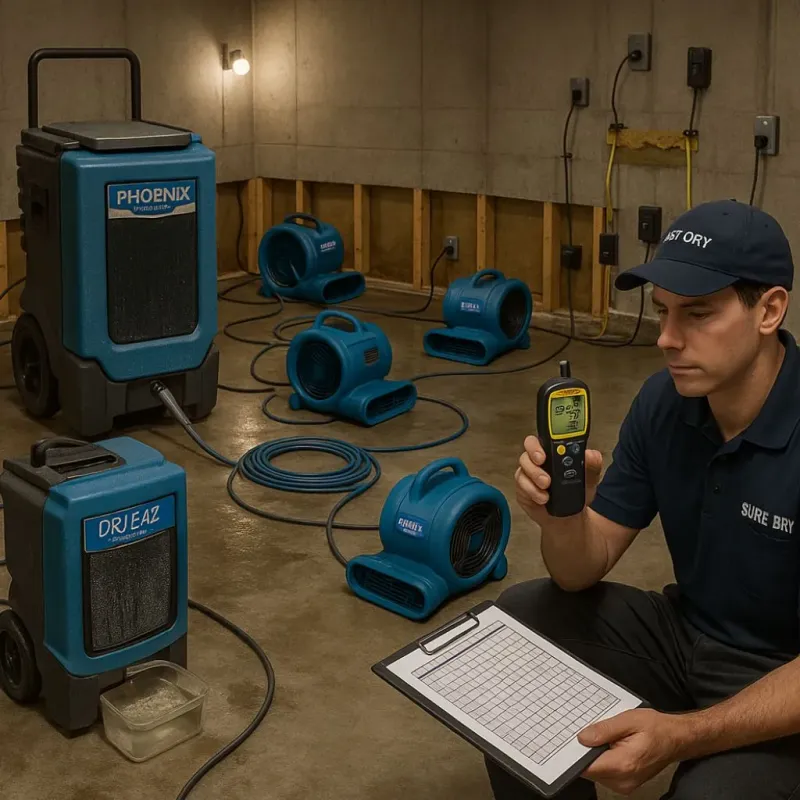 Structural Drying and Dehumidification process in Mulvane, KS